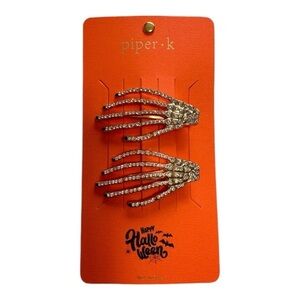 Rhinestone Skeleton Hand Hair Clips - NWT